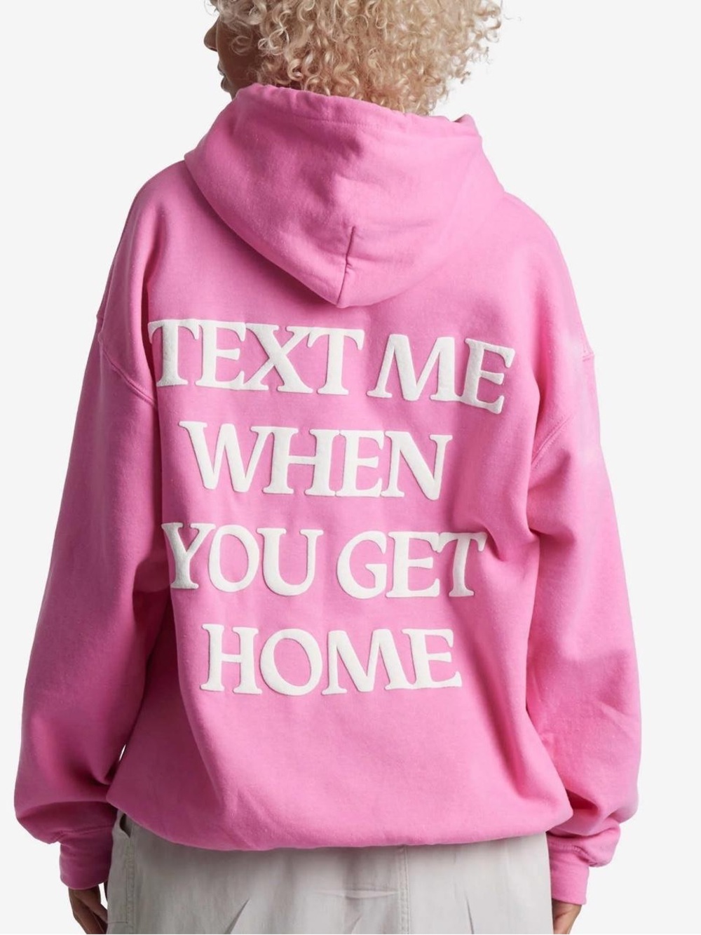 Text Me When You Get Home Lonely Ghost Hoodie Pink (L)